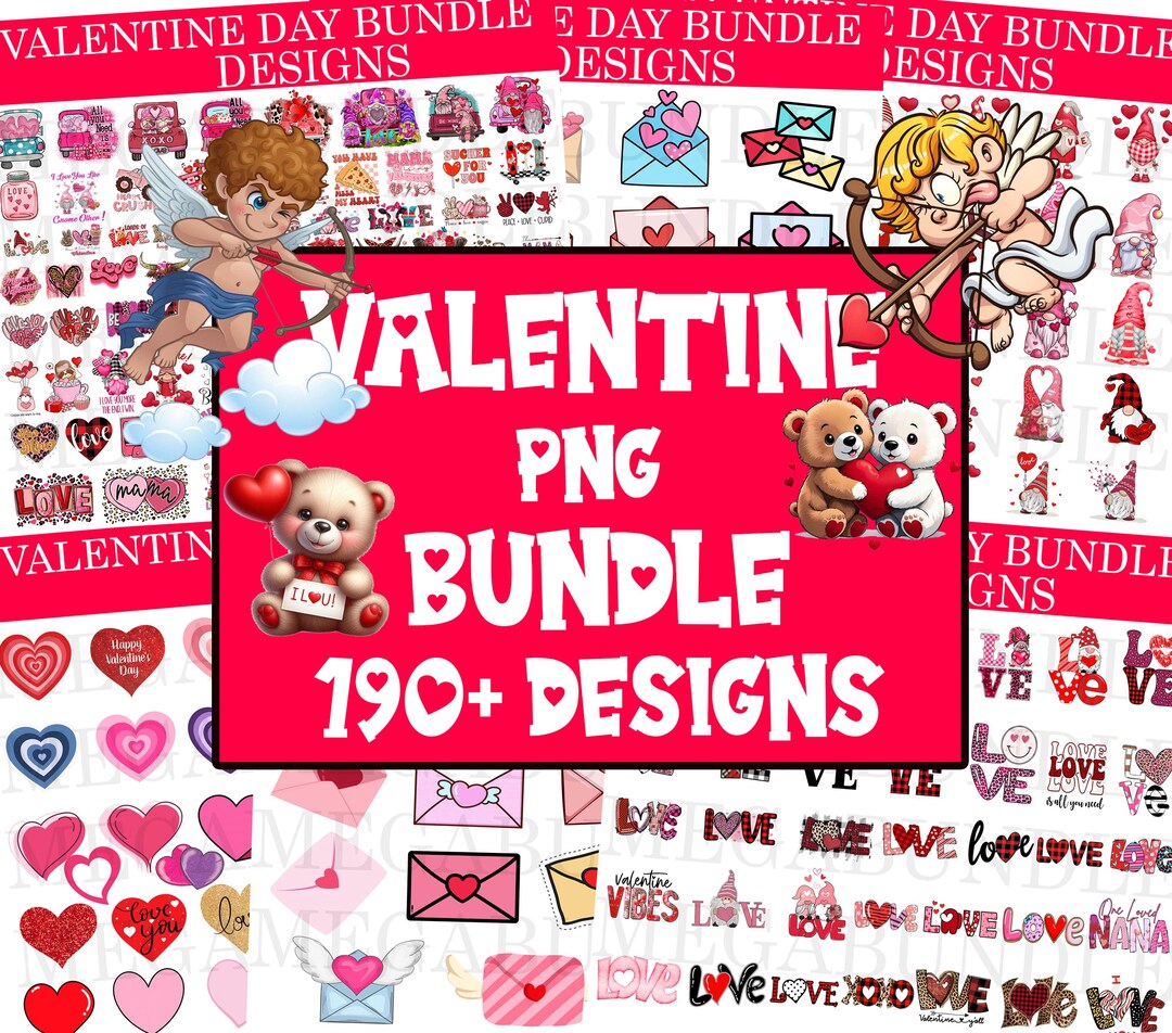 190+ Valentines Png Bundle, Retro Valentine Png, Valentine's Day Png ...