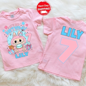 Labubu Custom Birthday Girl Shirt Personalized Labubu Birthday Gift Custom Birthday Shirt Cute Birthday T-Shirt Custom Birthday Girl Tee