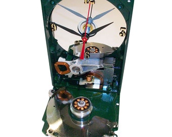 Computer Hard Drive Clock Gloss Green. Got Table Clock, Geek Gift Clock, Office Clock?