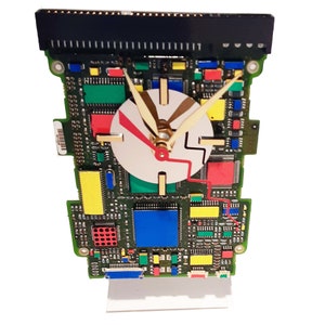 Circuit Board Clock Hand-Painted with Laptop Disk Platter, Amazing Geek Art. Got Gift, Office Gift, Gifts for a Geek Rare Computer Clock. image 1