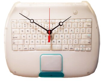 Apple Computer iBook Clamshell Laptop Keyboard  Wall Clock! Unique Gift. Gift for Her, Gift for Him, Office Gift, Office Award, Apple Clock.