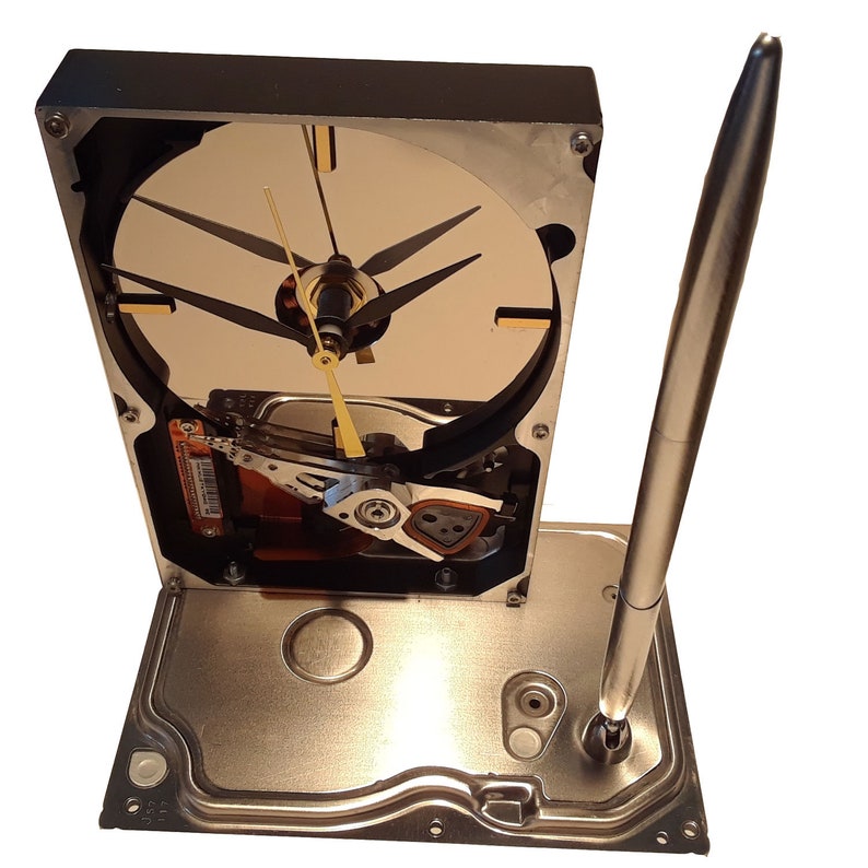 Teacher Clock. Geek Clock Geek Desk Set Pen Holder Clock Unique Geek Clock Hard Drive Clock Cool Office Clock Business Award Clock