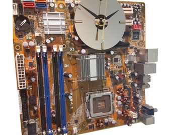 Motherboard Wall Clock Golden Color. Got Father's Day Gift, Office Clock, Teacher Gift, Geek Clock, Unique Clock, Office Clock, Lobby Clock?