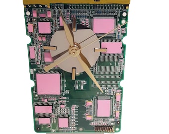 Make Her Day! Circuit Board Clock Hand-Painted with Laptop Disk Platter, Amazing Art. Got Gift, Office Gift, Gifts for Her? One-of-a-kind.