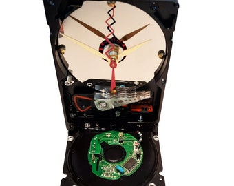 Hard Drive Clock, Electronic Gadget. Company Gift, Gifts for Men, Geek Gift, Nerd Gift, Novelty Gift. Apple Mouse Circuit Board Accents Base