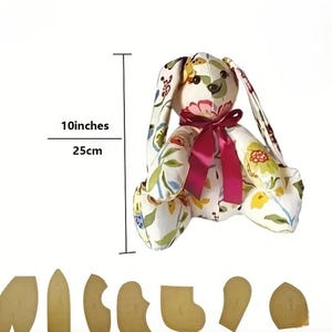 Kit de manualidades DIY de conejo de memoria. Patrones de papel cosidos a mano con cartón caqui