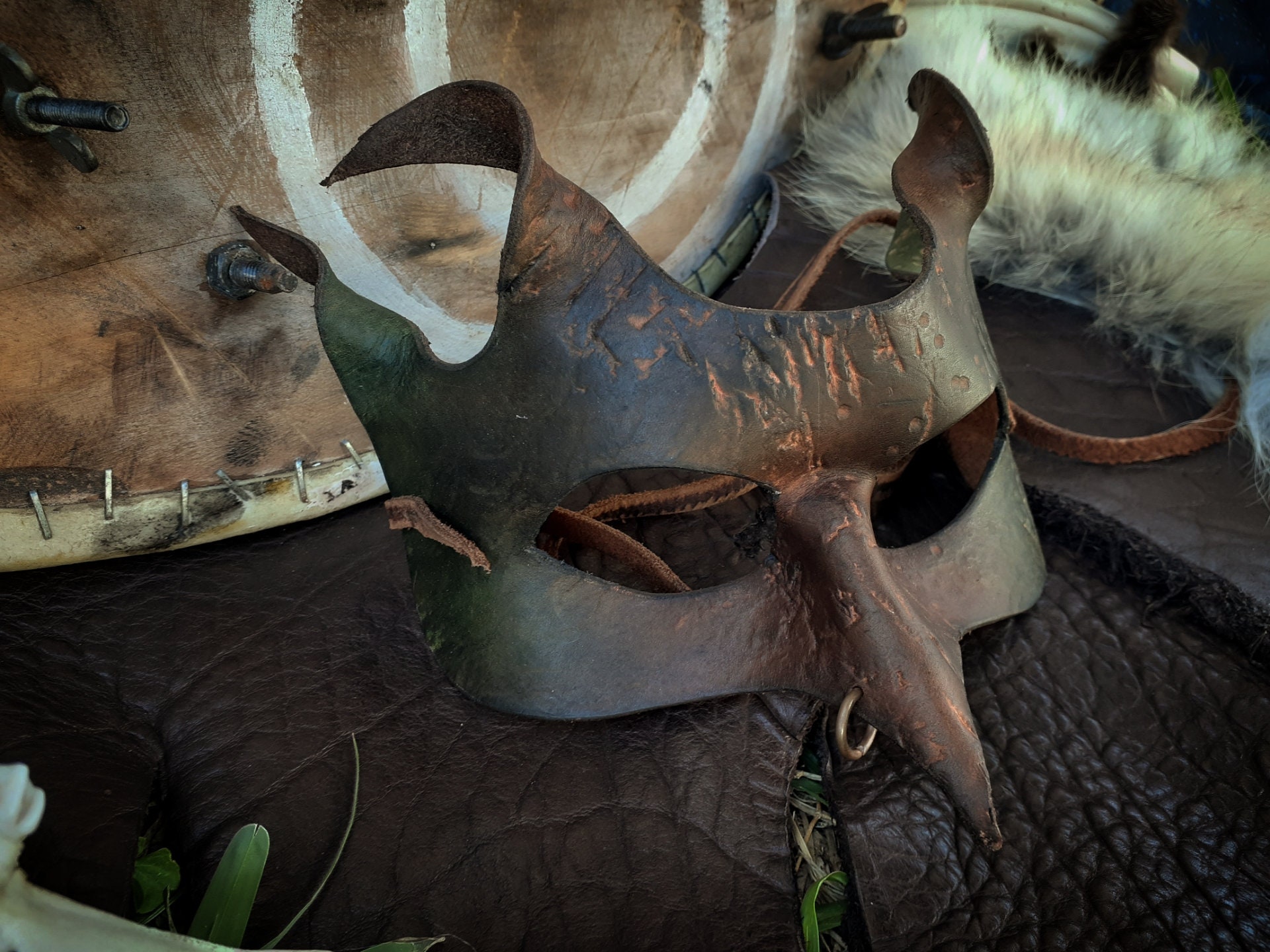 Earthen Goblin Mask leather goblin dnd fantasy larp postapo Etsy