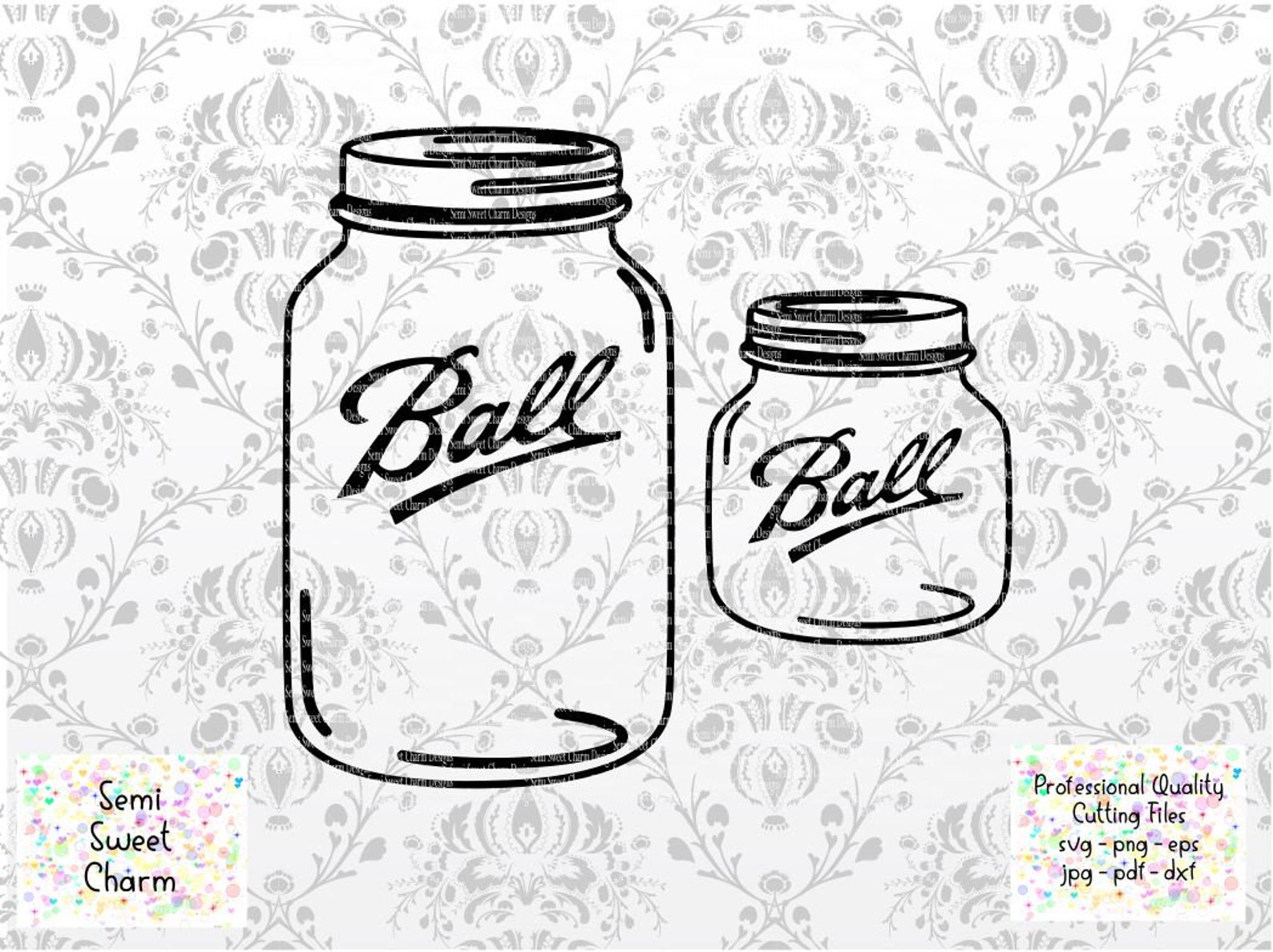 Ball Mason Pint Jar SVG Quart Jelly Canning Country Decor Etsy
