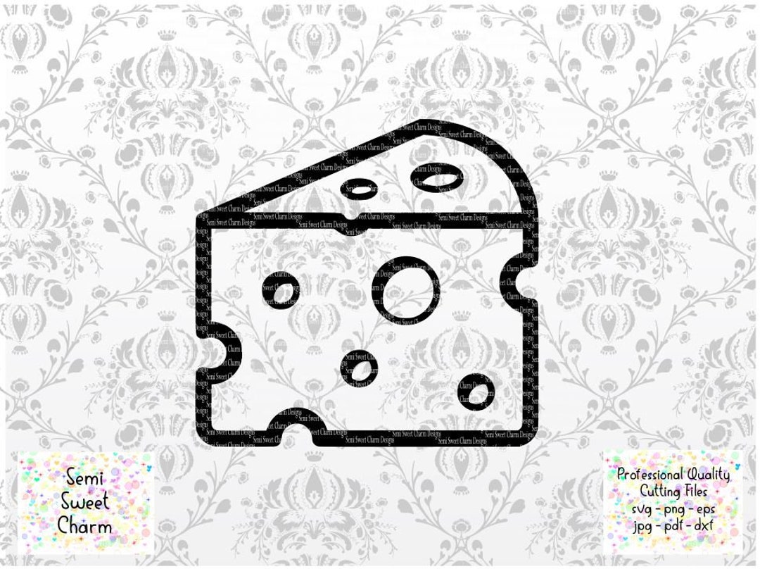 Cheese SVG Cheese Wedge Slice Outline Swiss Cheese Block Etsy