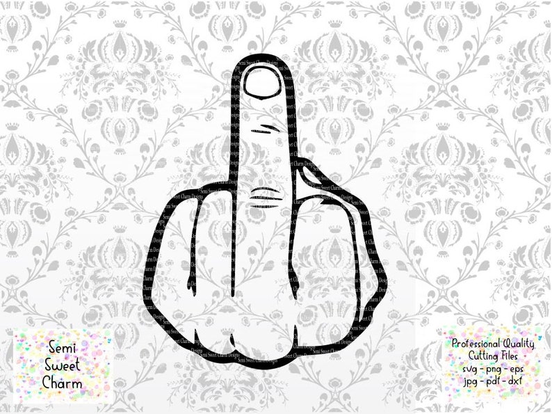 Middle Finger SVG Finger Sign Cut File Cricut Langue des signes pour vinyle Humour adulte svg NSFW F You Two Words One Finger F Off image 1