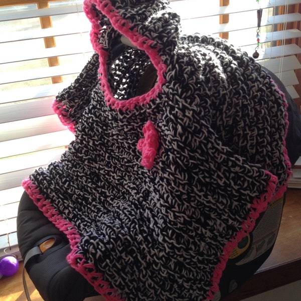 Hooded Car Seat Blanket Baby Infant Hood Poncho Newborn Digital Download Pattern PDF Carseat Crochet