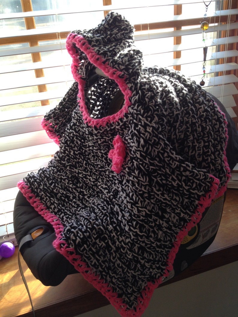 Hooded Car Seat Blanket Baby Infant Hood Poncho Newborn Digital Pattern Pdf Cat Crochet