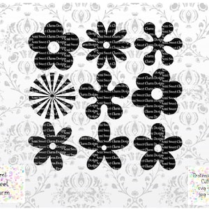 Retro Flower Shapes SVG - Flower SVG - Contour svg - Silhouette svg - Hippie - Groovy - dxf png - Template Clipart Cut File - Prêt à couper