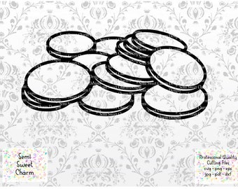 Coins svg - Money svg - Gold Coins - Treasure - Pot of Gold End of Rainbow - Ready to Cut - Cutting File - Cartoon Money - Clipart - Vector