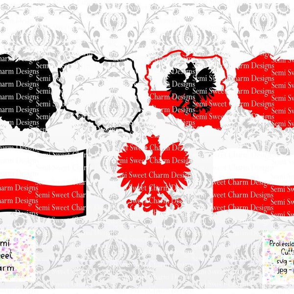 Poland Bundle - Polska - Polish Eagle SVG - Map of Poland - Cricut - Polish Flag Polish Pride - Polski Orzeł - Born in Poland - Cutting file