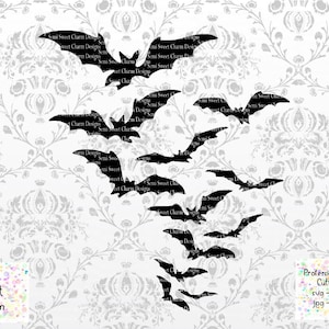Rój nietoperzy SVG - Grupa nietoperzy SVG - Dekoracja jesienna SVG - Latające nietoperze SVG - Halloween SVG - Natychmiastowe pobranie - Plik do cięcia - Gotowy do cięcia