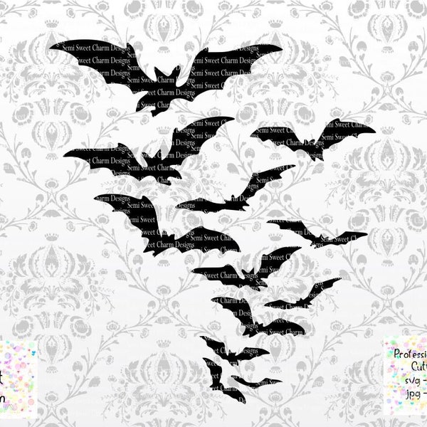 Swarm of Bats SVG - Group of  Bats svg - Fall Decor SVG - Flying Bats svg - Halloween SVG - Instant Download - Cut File - Ready to Cut