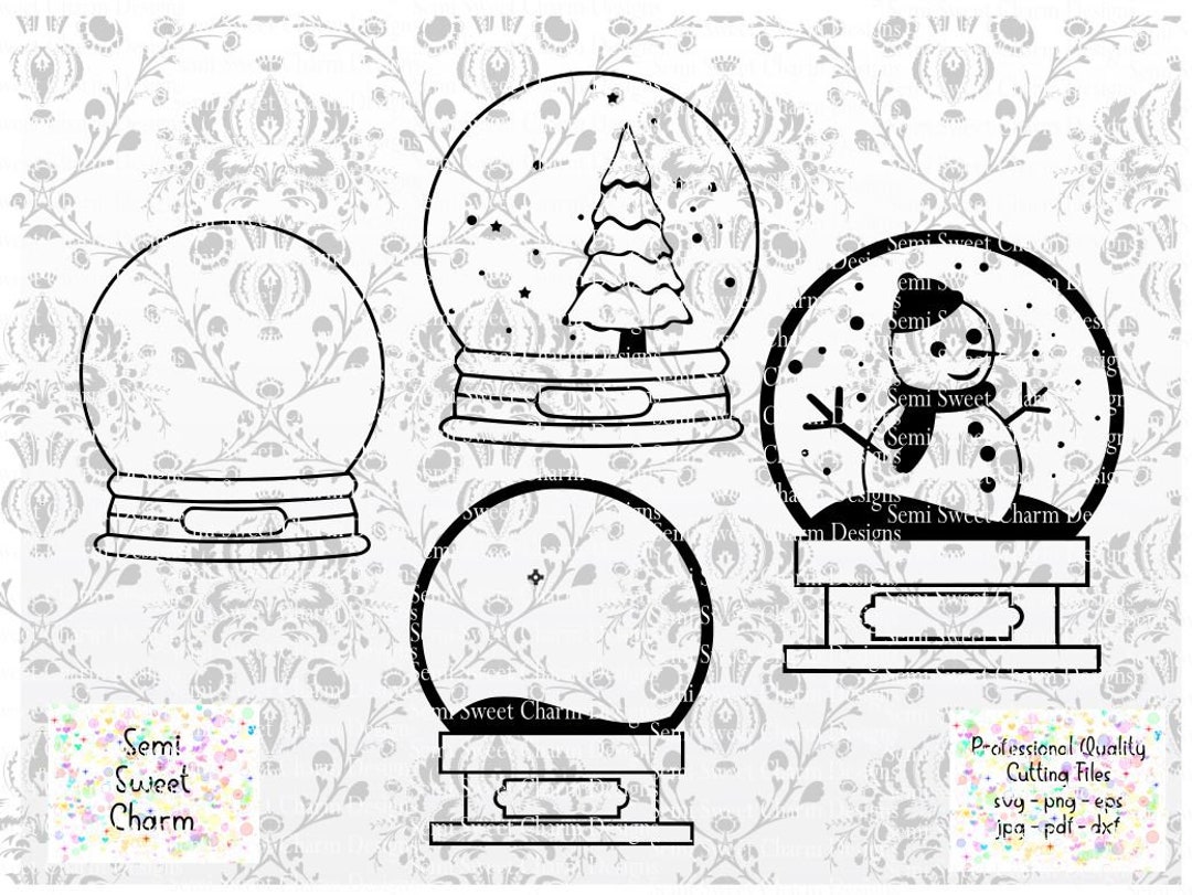 Winter Snow Globe Svg Xmas Snowglobe Outline Svg Ornament Blank Tree Cutout Christmas Template