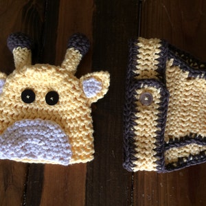 Giraffe Hat Newborn Diaper Set Outfit for Photos Crochet Digital Download Pattern Animal photo prop baby