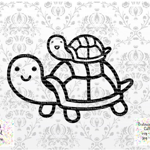 Turtle SVG - Baby Turtle svg - Kawaii Turtle svg - Cartoon Turtle svg - Cute Turtle Outline - Tortoise svg - Clipart - Icon - Baby Shower