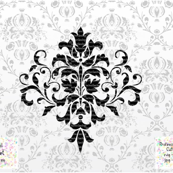 Damask SVG - Floral SVG - Template svg Vector - Retro Ready to Cut File - Flourish Background - Vintage svg - Folk Art Cutting File