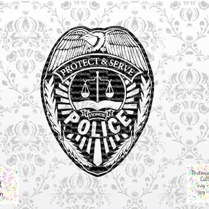 Distintivo de polícia svg - Distintivo de policial - Escudo policial - Aplicação da lei - Homem policial Mulher - Arquivo de corte - Download instantâneo pronto para cortar