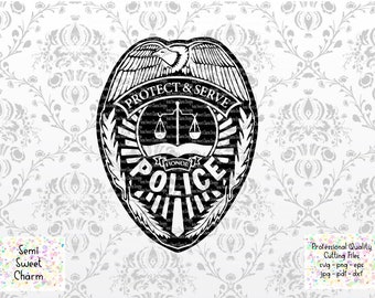 Politie Badge svg - Politieagent Badge - Politie Schild - Wetshandhaving - Politie Man Vrouw - Snijden Bestand - Instant Download Klaar om te snijden
