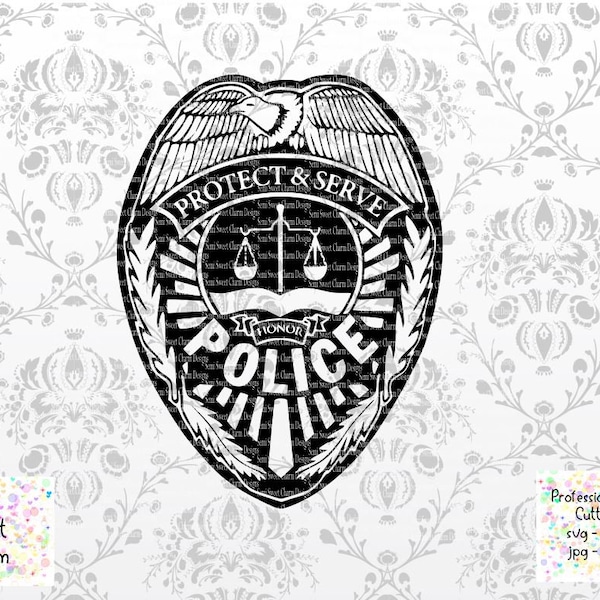 Police Badge svg - Police Officer Badge - Police Shield - Law Enforcement - Police Man Woman - Cutting File - Instant Download Ready to Cut