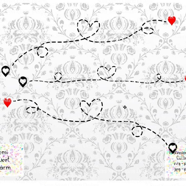 Dotted Line Route SVG - Dashed Line Route - Long Distance Love - Relationship - Military Moving History - Wedding Idea - Cutting File