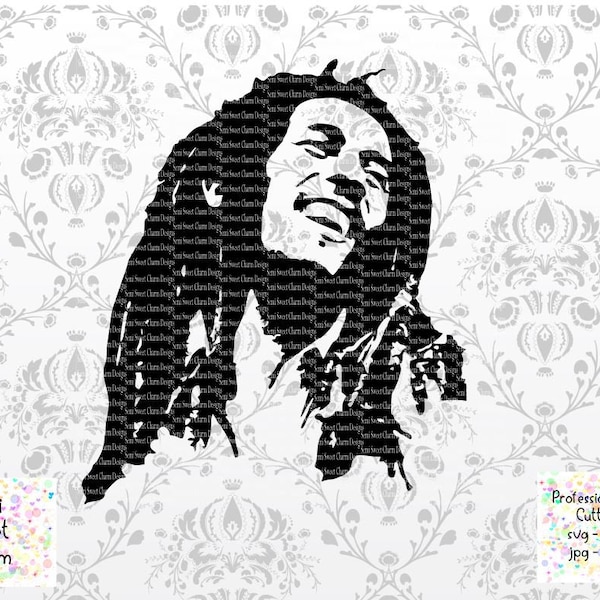 Bob Marley SVG - Reggae Cut File - Circut - Vinilo - Jamaica - Marihuana - Pot - Canción - Música