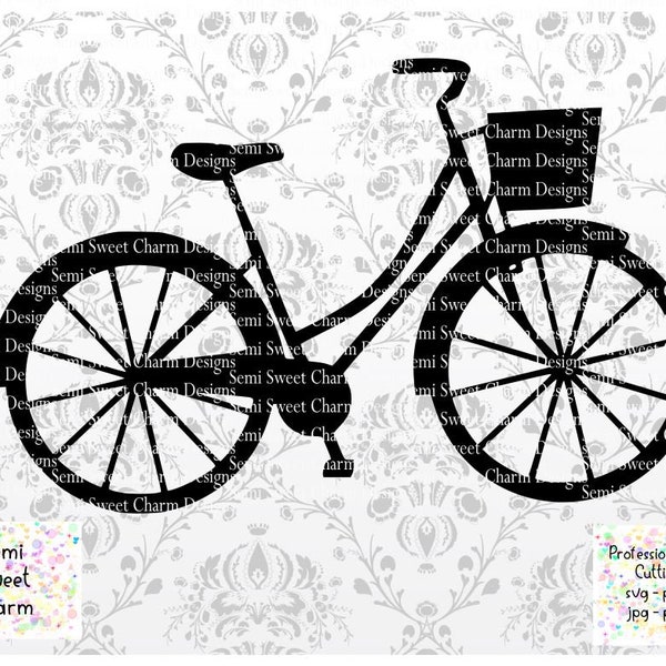 Bicycle svg - Bike svg - Bicycle with Basket - Retro Bike svg - Vintage Bike svg - Adult Bike svg - Ready to Cut - Cutting File
