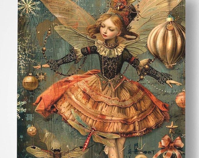 Featured listing image: Vintage Fairy Christmas Card No. 468: Whimsical Holiday Angel, 5x7 Gloss Card