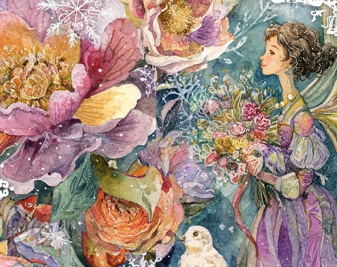 Featured listing image: Vintage Fairy Christmas Card No.479: Whimsical Floral Holiday Greeting