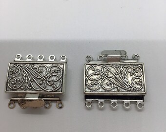 Antiqued Brass 5 Strand Box Clasp 23mm x 21mm