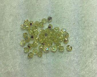 Czech Vintage Jonquil AB 8mm Glass Bicone Beads