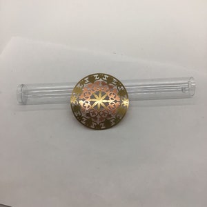 Fin Enameled rose Gold floral heart cab