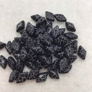 CZE Gemduo Ionic Jet/White Czech Beads
