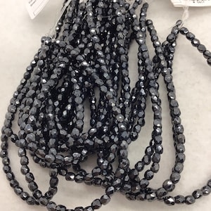 FP 3mm Fire Polished HematiteCzech Beads