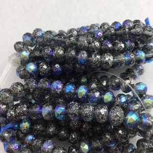 CB 5x7mm Rondelle Pale Blue with AB and Mercury Finish Czech Beads