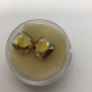 12mm Swarovski 4470 Cushion Cut Crystal Metallic Sunshine