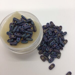 Czechmate Bar: Matte Iris Blue Czech Beads