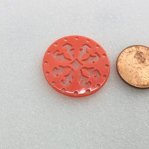 Acrylic Laser Cut Round Pendant 27mm Coral