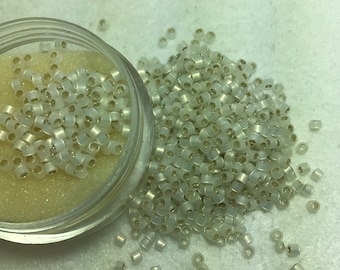 SB Miyuki Delica 10/0 Gilt Lined White Opal Japanese Seed Beads sold per 8g tube