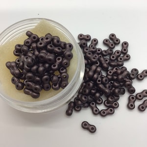 Infinity Bead Pastel Dark Brown Czech Beads