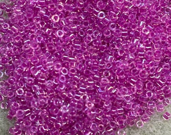 DB074 Lined Lt Fuchsia AB Miyuki Delica Cylinder Bead 11/o sold per 8g tube