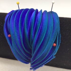 Italian Shibori - Royal Blue Teal N29 - Handdyed/Handpainted Tie Dyed Silk.  Sold per foot