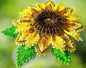 ZOOM Class - Sunflower Bead Embroidered & Multimedia Ornament, Pendant or Brooch with Hannah Rosner Sunday October 19, 2024