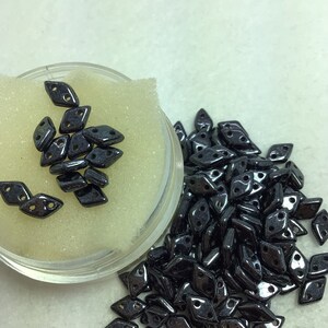 CZE Check Mate Diamond Hematite Czech Beads