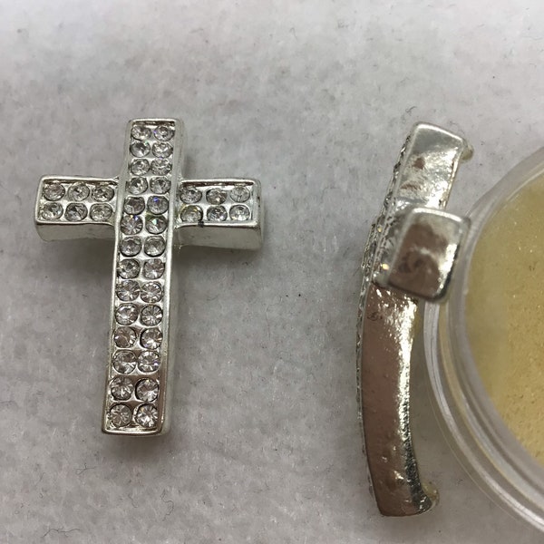 Pavee 24x35mm Silver Convex Cross with Crystals