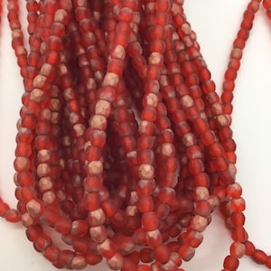 FP 3mm Fire Polished Red with Copper Finish Czech Beads